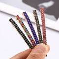 Grampos de cabelo de prata com 6,5 cm de duas linhas em cores do arco-íris, strass, grampos de cabelo, acessórios de grampo de cabelo de cristal de várias cores